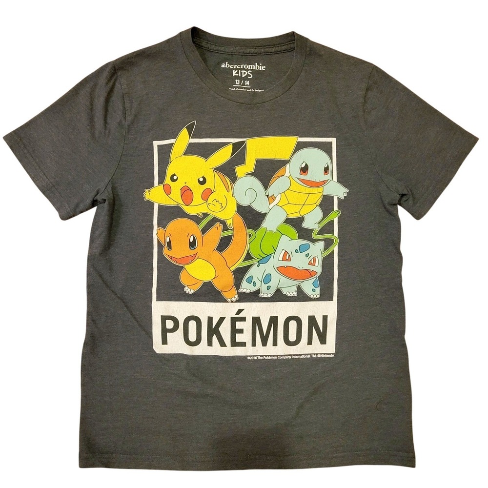 Abercrombie Kids Pikachu Pokemon Nintendo Gray T-Shirt Boys 13/14 Fit Women XS/S